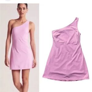 Abercrombie & Fitch Pink One Shoulder Traveler Mini Dress S Athleisure Ballet